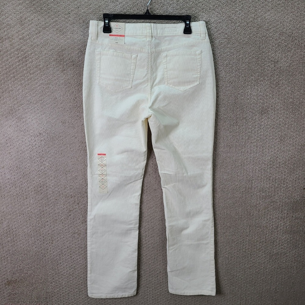 St Johns Bay Pants Womens 10 Ivory Corduroy Straight Leg Cotton Stretch NEW - Picture 3 of 13